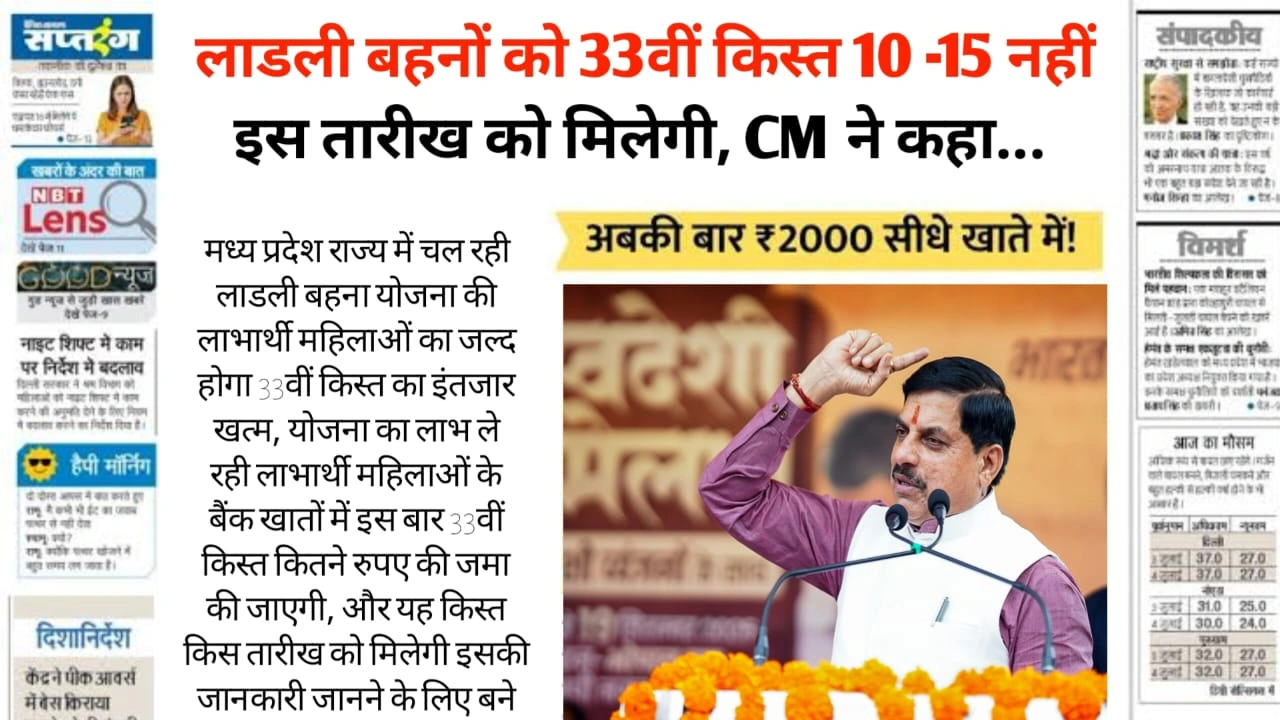 Ladli Behna yojana 33th kist 2026